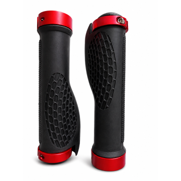 High-Quality Red Lock-On Bicycle Handlebar Grips – Anti-Slip Ergonomic Design