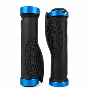 High-Quality Blue Lock-On Bicycle Handlebar Grips – Anti-Slip Ergonomic Design