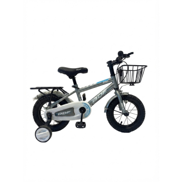 BDF 12-Inch Silver & White Kids Bicycle with Basket