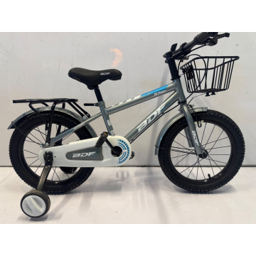 BDF 16-Inch Silver & White Kids Bicycle with Basket and Carrier