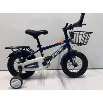 BDF 12-Inch Navy Blue & Orange Kids Bicycle with Basket