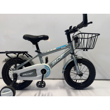 BDF 12-Inch Silver & White Kids Bicycle with Basket